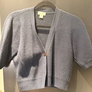 Dark Navy Cashmere Cropped Cardigan, size XS